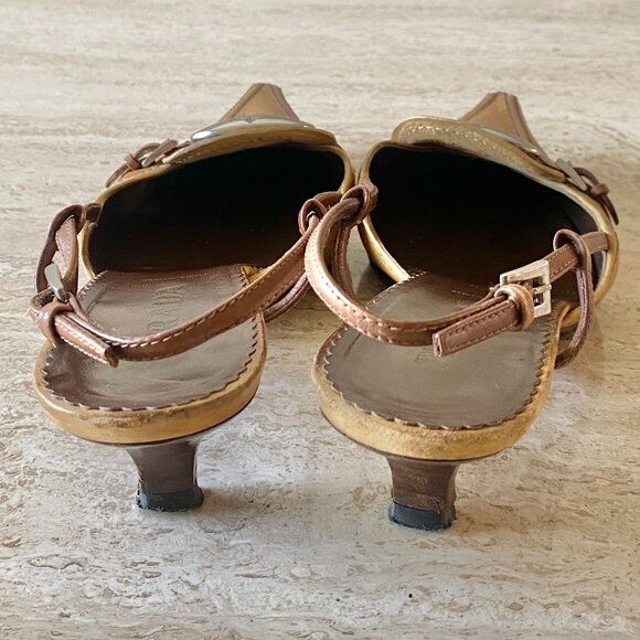 Vintage Prada Silver Logo Slingback Kitten Heels - Picture 7 of 8